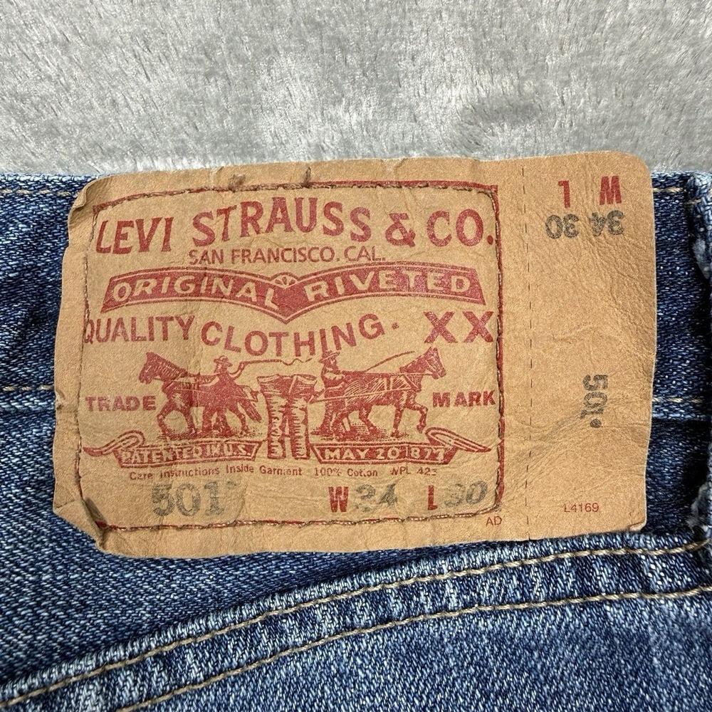 Levi's 501xx Jeans‎ Men's 34x30 Blue Medium Wash Cotton Button Fly Mexico - Picture 5 of 12